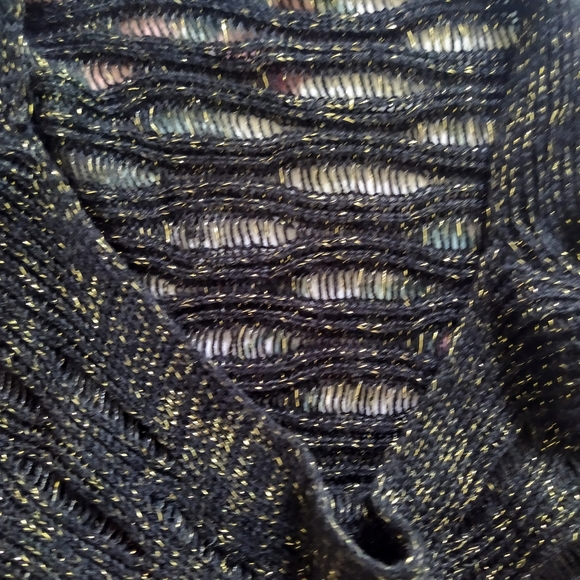 Black Metallic Oversized Bat Wing Sleeve Sweater - Picture 4 of 6